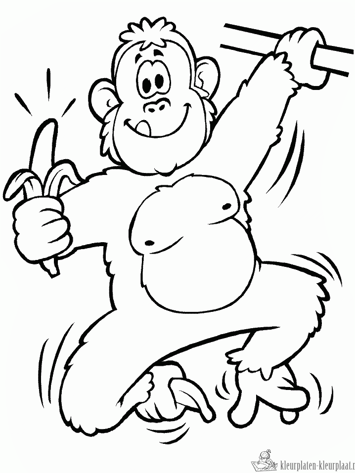 Aap 3 kleurplaat