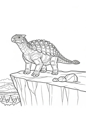 Ankylosaurus op een rotsplateau kleurplaat