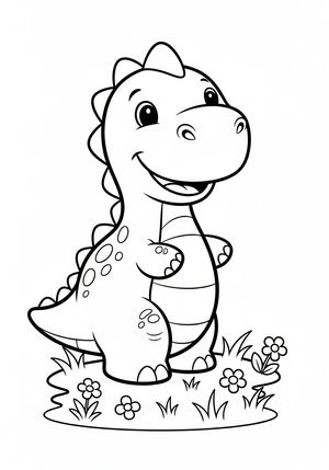 Dinosaurus met schattige glimlach kleurplaat