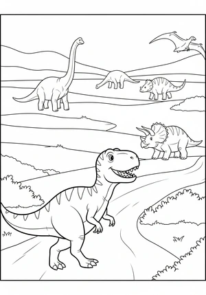 Dino op safari in eigen tijd kleurplaat