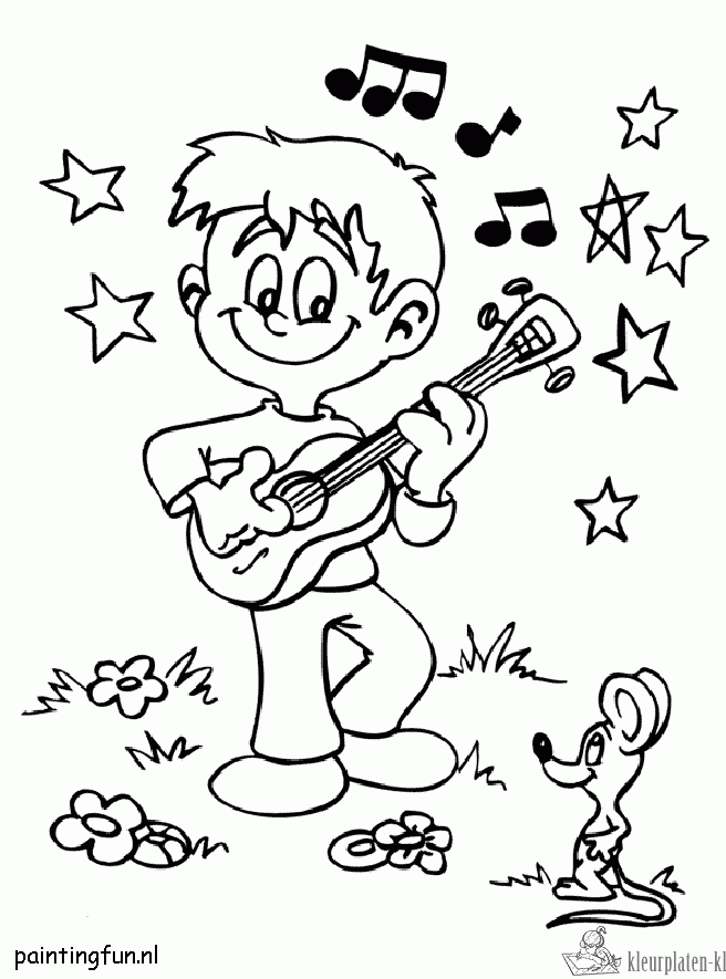 Gitaar 14 kleurplaat