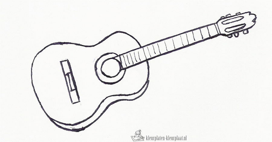 Gitaar 2 kleurplaat