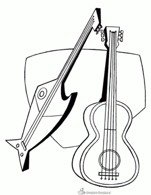 Gitaar 25 kleurplaat