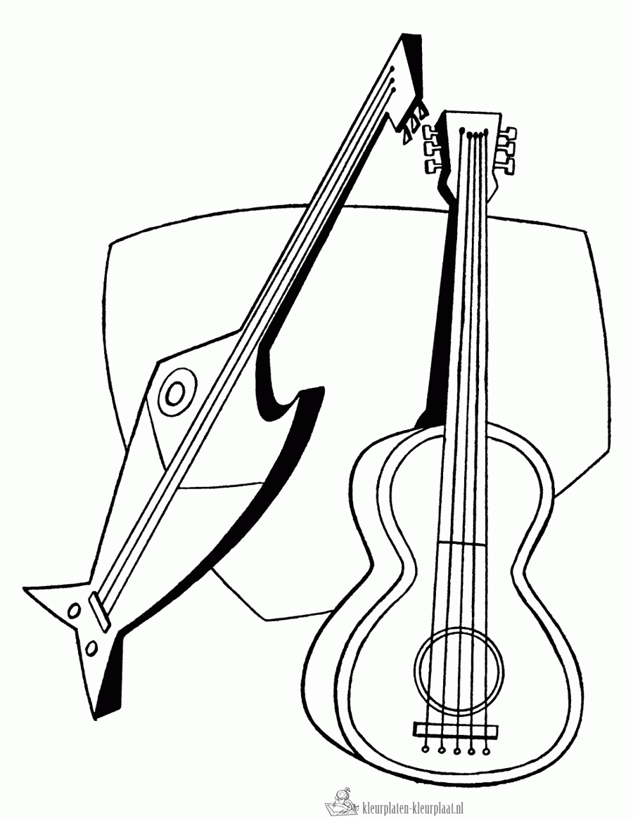 Gitaar 25 kleurplaat