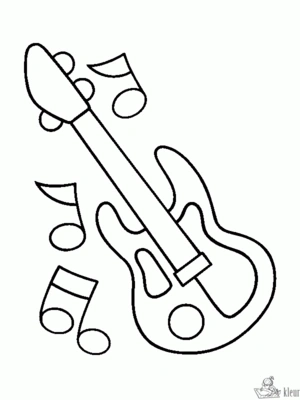 Gitaar 3 kleurplaat