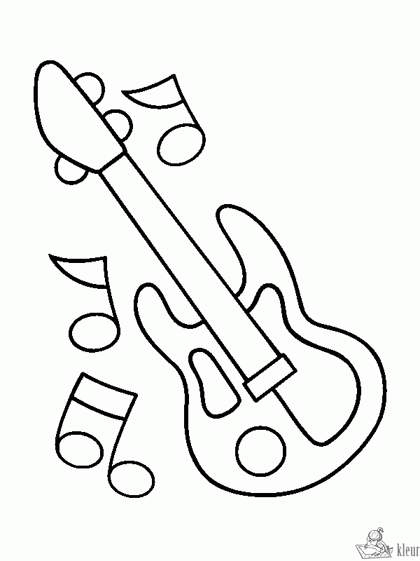 Gitaar 3 kleurplaat