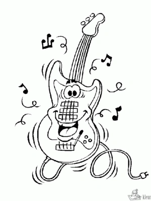 Gitaar 5 kleurplaat