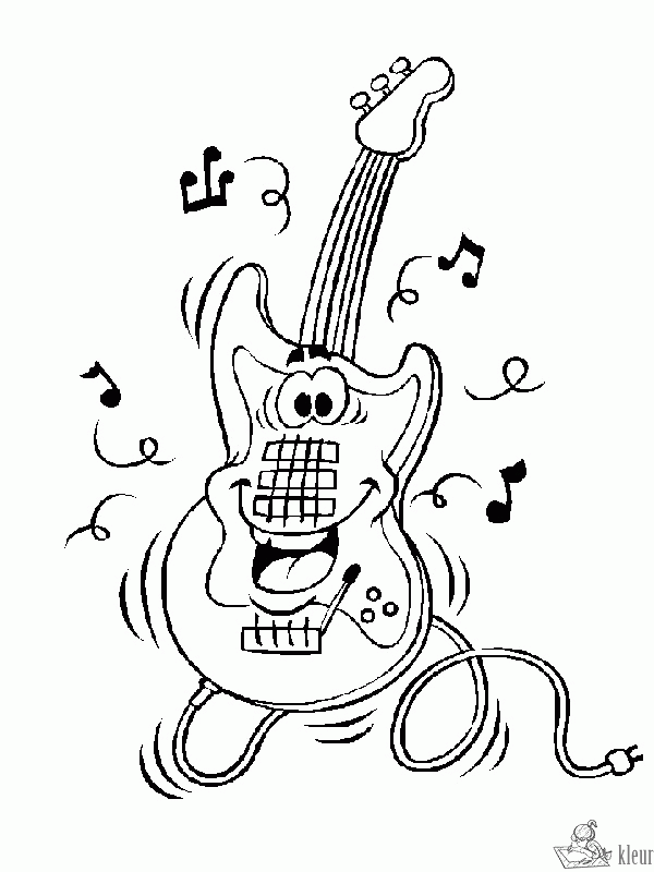 Gitaar 5 kleurplaat