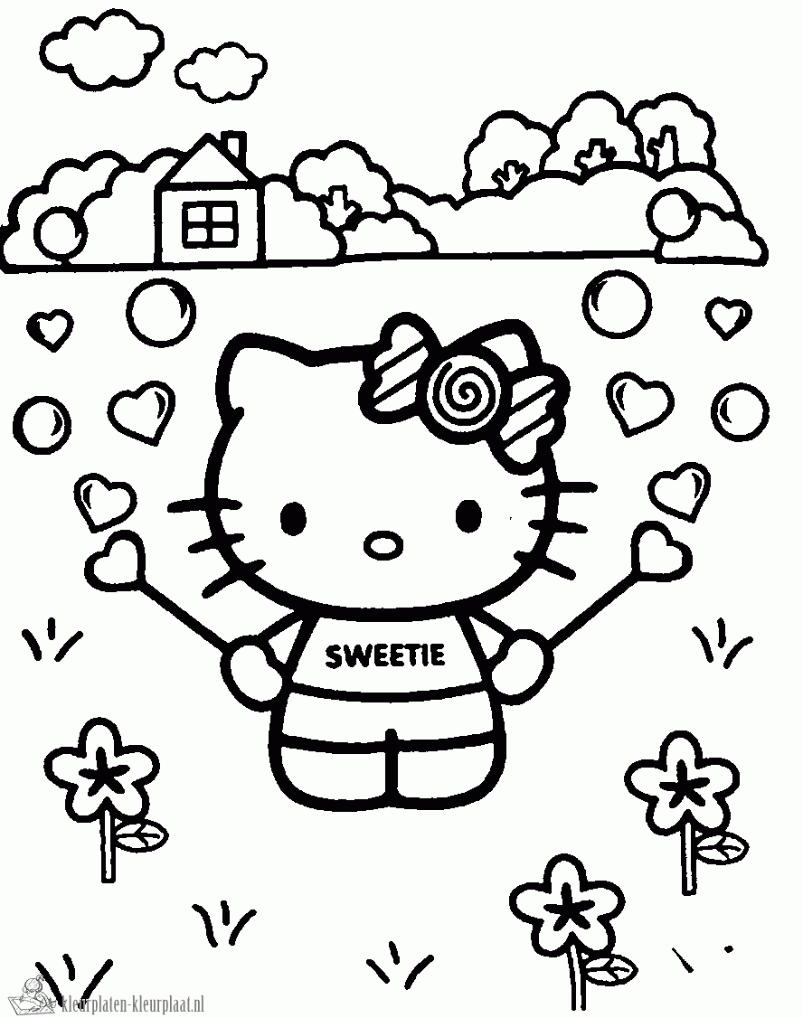 Hello kitty 7 kleurplaat