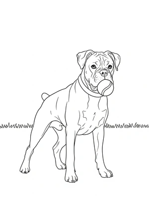 Boxer hond die speelt kleurplaat