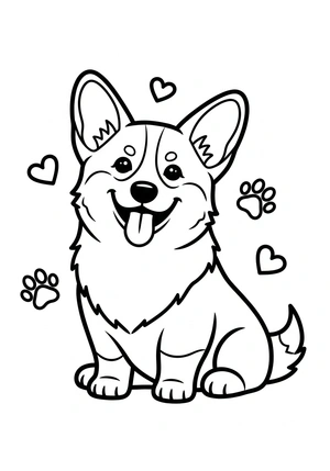 Corgi met korte pootjes kleurplaat