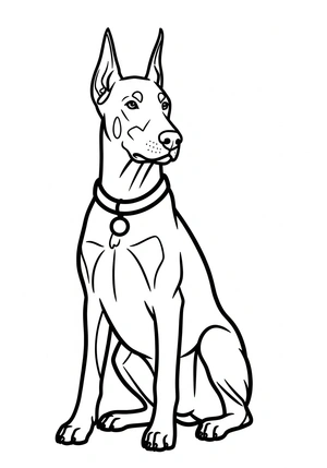 Dobermann met een halsband kleurplaat