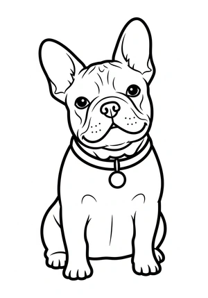 Franse bulldog met grote oren kleurplaat