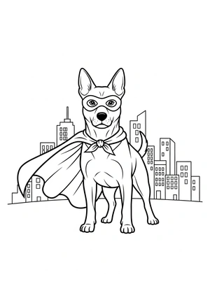 Hond als superheld kleurplaat