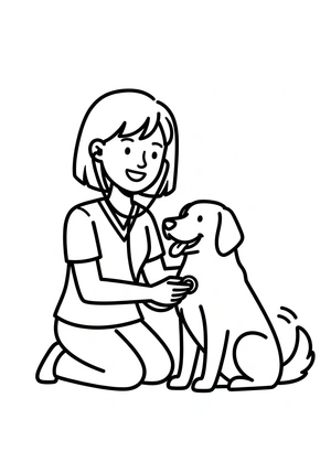 Hond bij de dierenarts kleurplaat