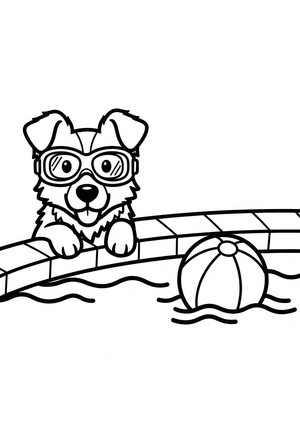 Hond met een duikbril kleurplaat