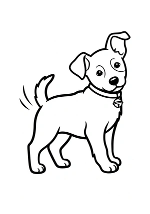 Hond met een halsband en belletje kleurplaat