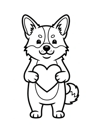 Hond met een hartje kleurplaat