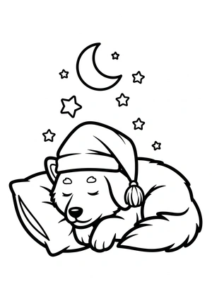 Hond met een slaapmutsje kleurplaat