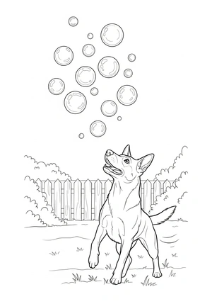 Hond met een zeepbel kleurplaat