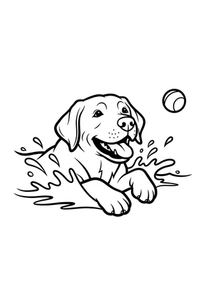 Labrador die zwemt kleurplaat