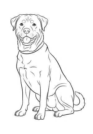 Rottweiler met een vriendelijke glimlach kleurplaat