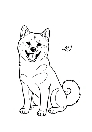Shiba inu met krulstaart kleurplaat