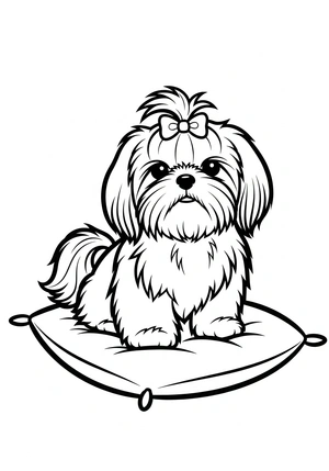 Shih tzu met strikje kleurplaat