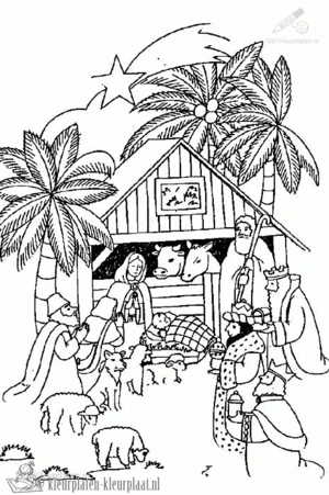 Kerststal 2 kleurplaat