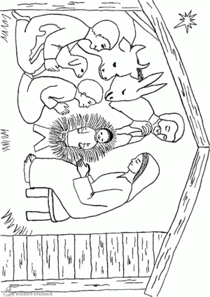 Kerststal 3 kleurplaat