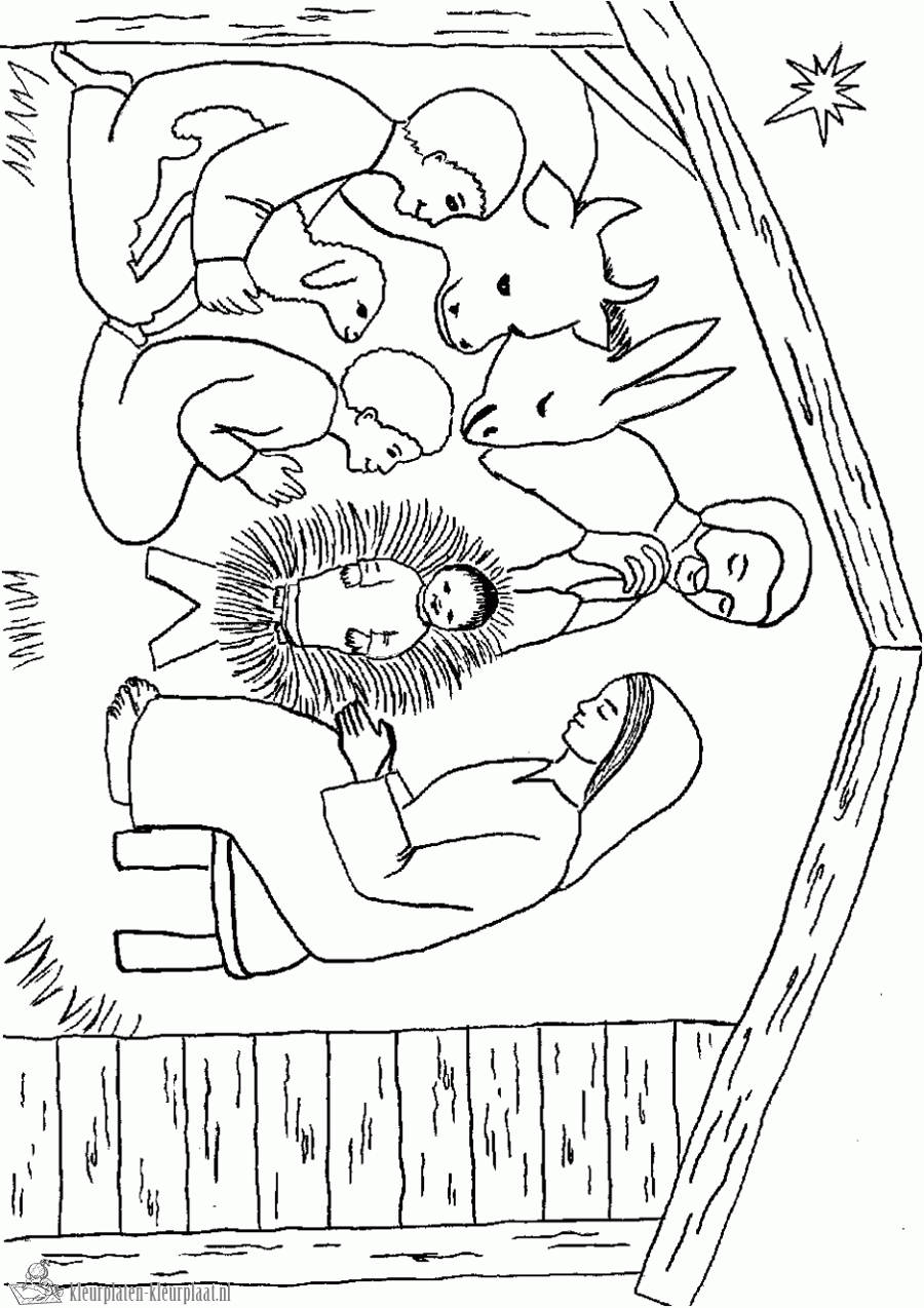 Kerststal 3 kleurplaat