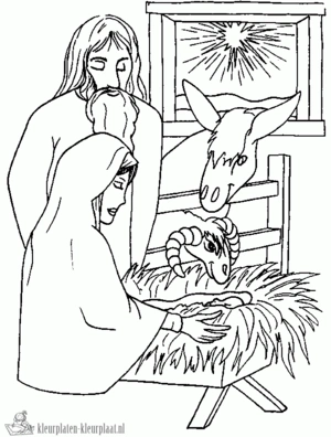 Kerststal 4 kleurplaat