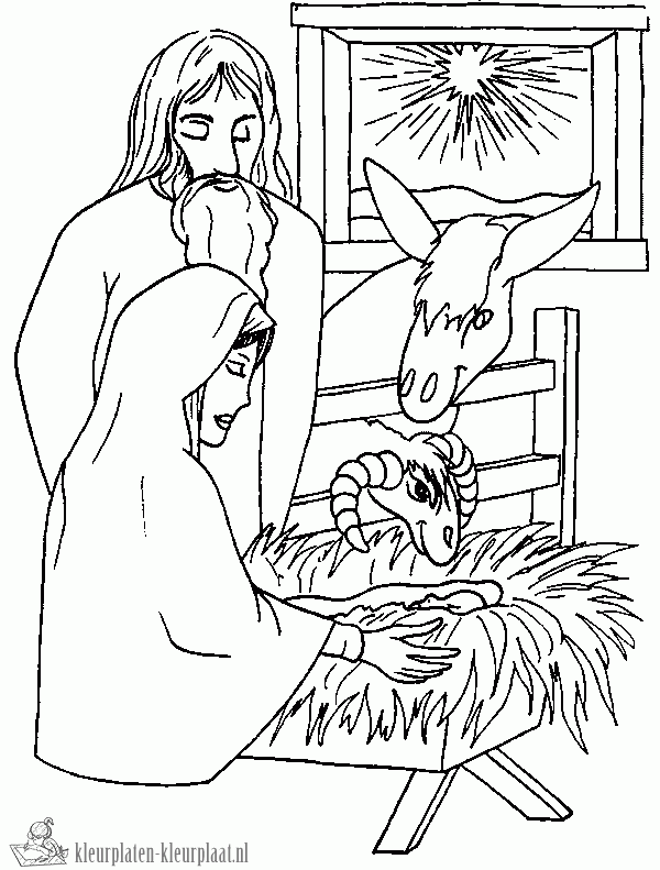 Kerststal 4 kleurplaat