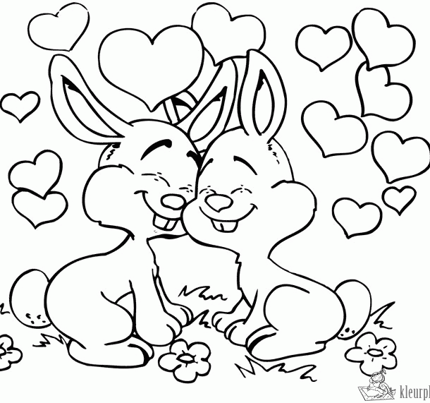 Konijn 2 kleurplaat