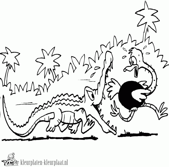 Krokodil 2 kleurplaat