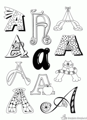 Letters 20 kleurplaat