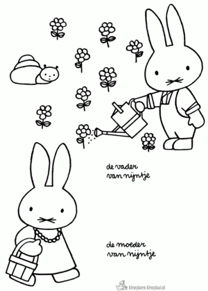 De vader en moeder van Nijntje kleurplaat