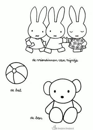 De vriendinnen van Nijntje kleurplaat