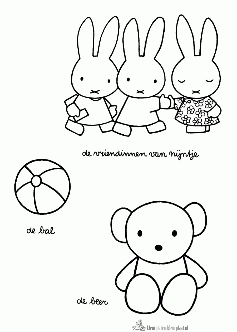 De vriendinnen van Nijntje kleurplaat