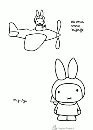 Nijntje als vliegtuig piloot kleurplaat