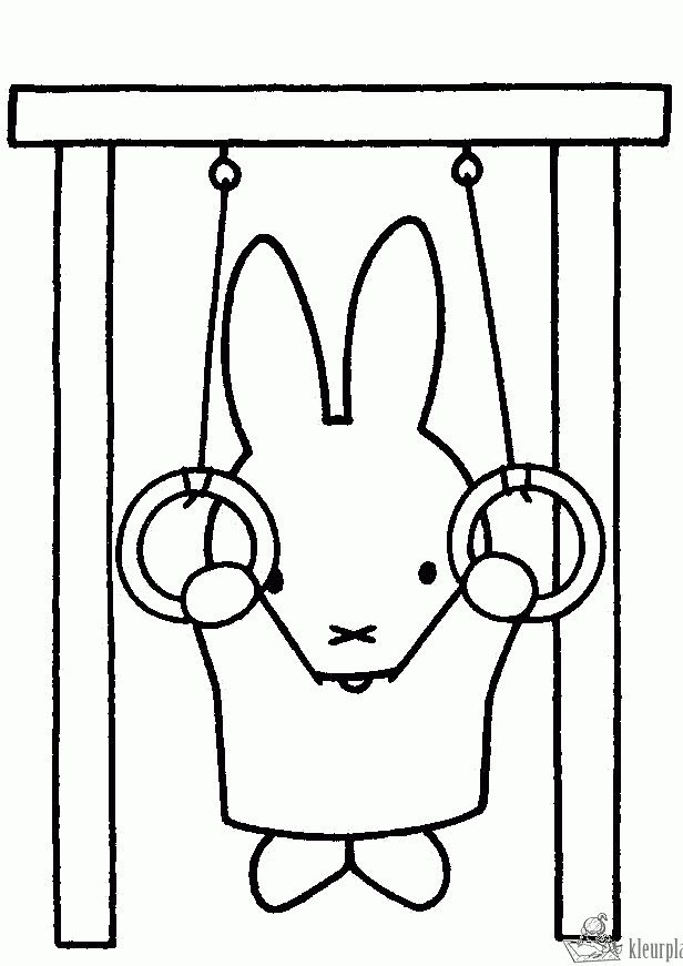 Nijntje doet aan gymnastiek kleurplaat