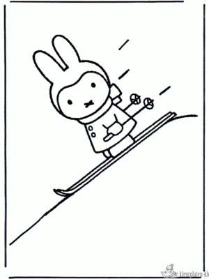 Nijntje gaat skiën kleurplaat