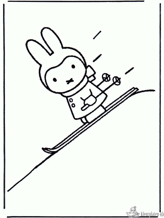 Nijntje gaat skiën kleurplaat