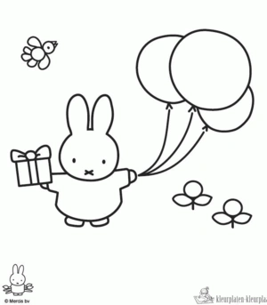 Nijntje met ballonnen kleurplaat