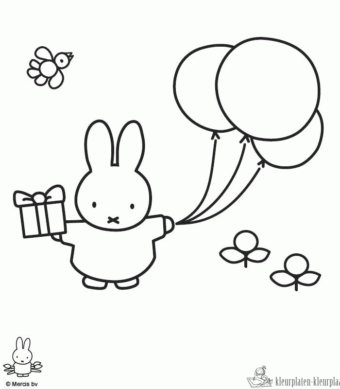 Nijntje met ballonnen kleurplaat