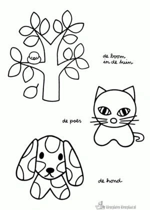 Nijntje met poes en hond kleurplaat