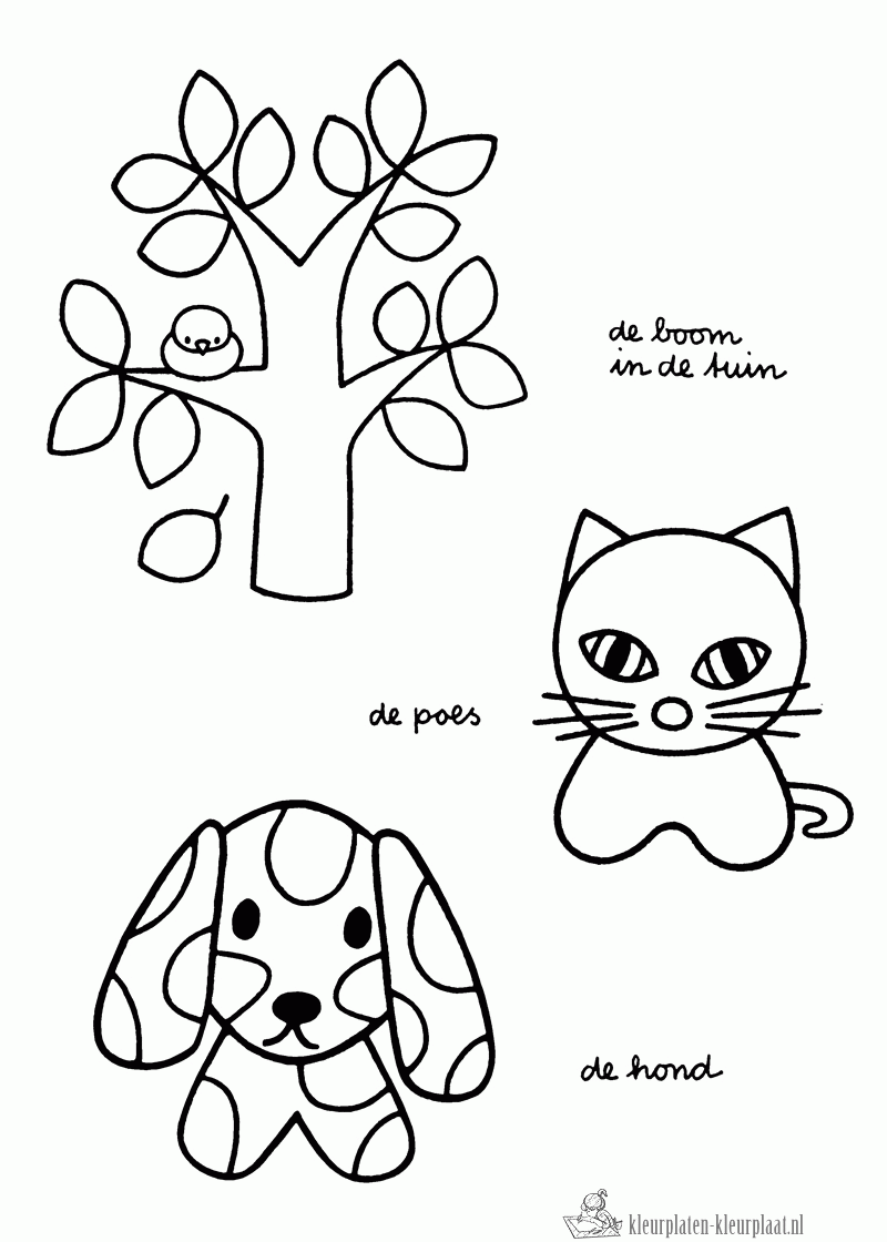 Nijntje met poes en hond kleurplaat