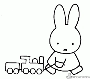 Nijntje met trein kleurplaat