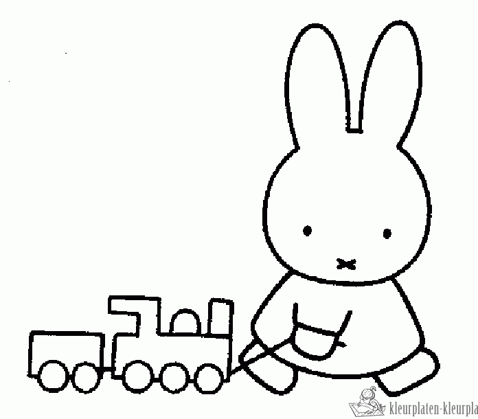 Nijntje met trein kleurplaat
