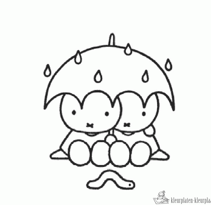 Nijntje onder de paraplu kleurplaat